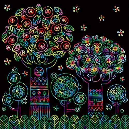 Healing scratch art for adults Healing forest animals (Japan import) 6sheets, scratch pen set