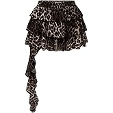 BEAUDRM Women's Y2K Cheetah Print Ruffle Skirt Leopard Tiered Layered A Line Grunge Punk Mini Skirts