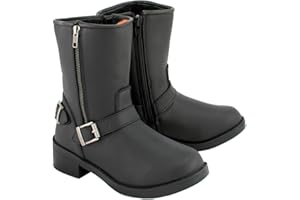 Milwaukee Leather MBL9475 Women's Classic Black Engineer Style Fashion Motorcycle Riding Boots w/Side Zipper - 9.5