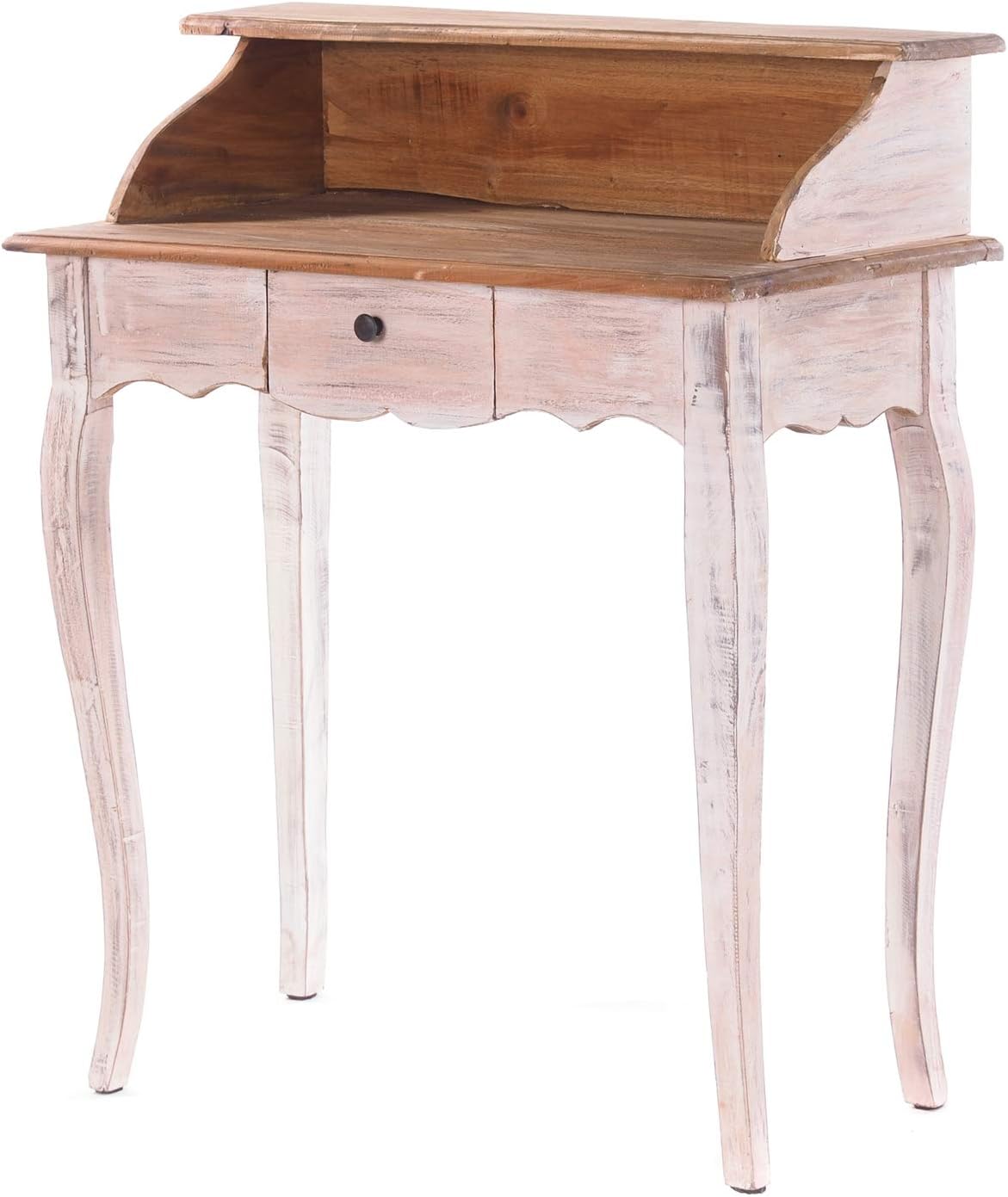 DESIGN DELIGHTS VINTAGE SOLID WOOD SECRETARY NAPOLEON | 80x92x40cm (WxHxD), recycled wood, shabby style console table | colonial desk | Colour: 05 white-natural