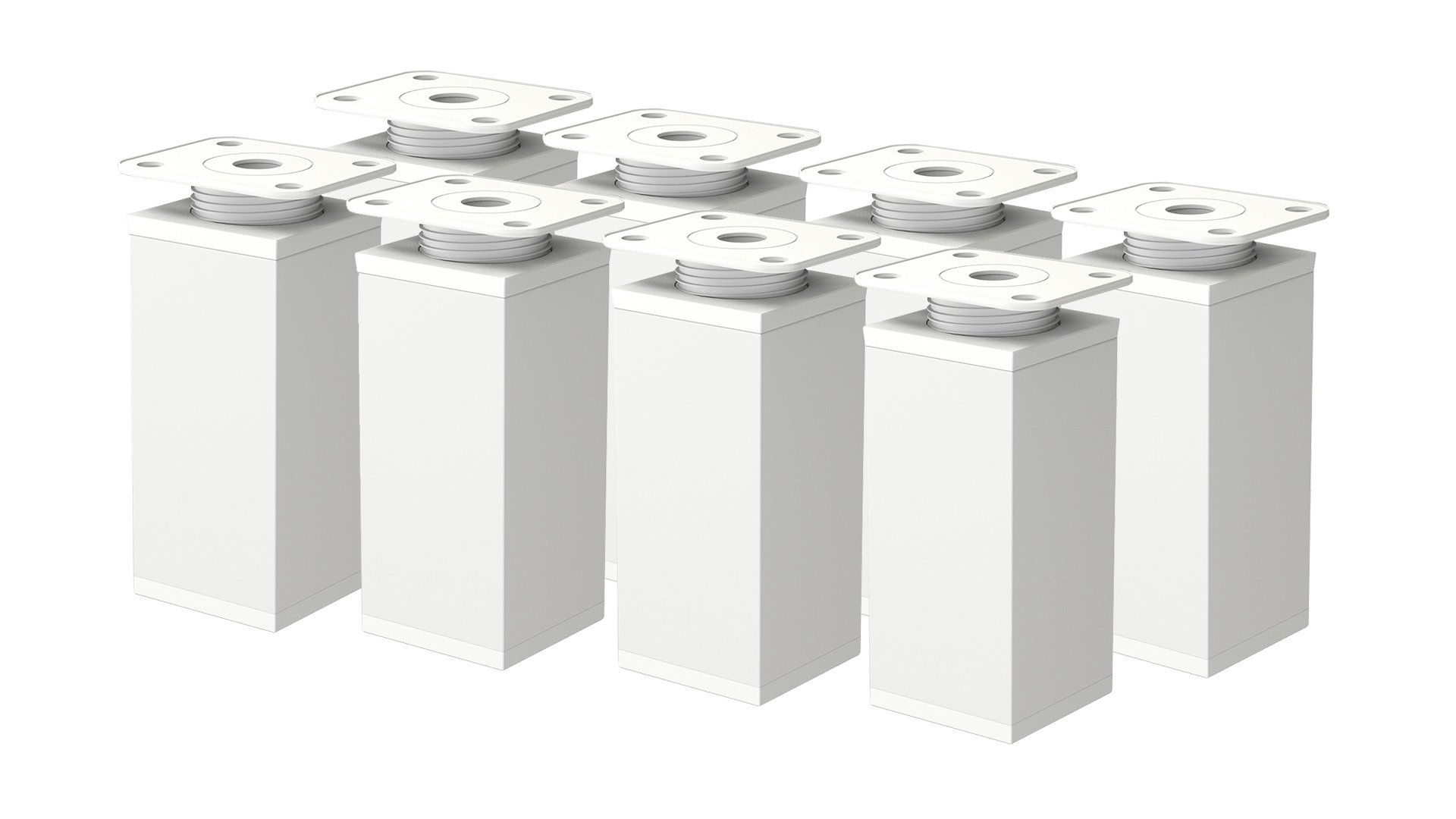 Furniture Feet Metal Table Legs Height-Adjustable Furniture Foot Sofa Feet Aluminium Profile Metal Table Legs 8 Pieces 40 x 40 mm (60 mm, White semigloss)