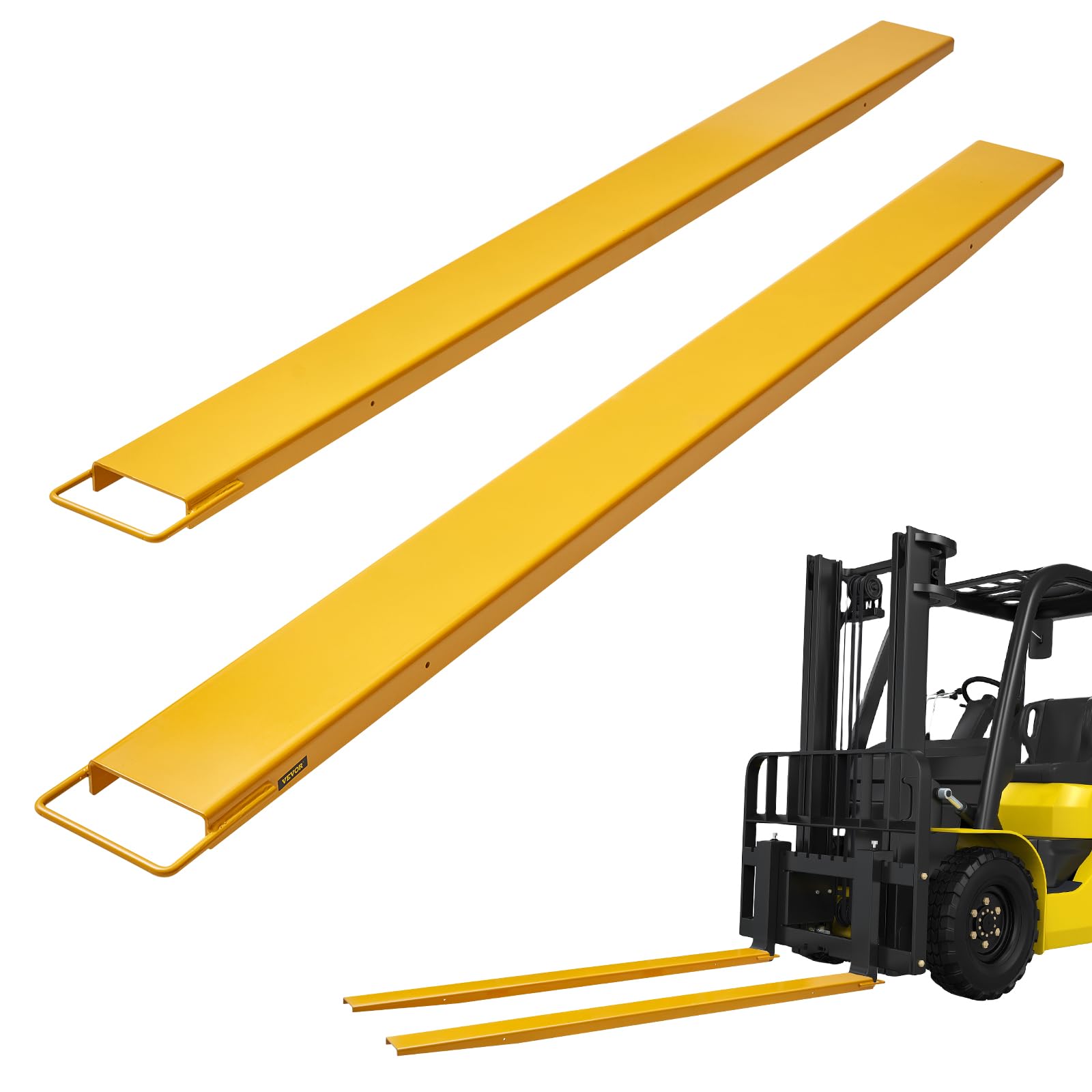 Photo 1 of VEVOR Forklift Extensions, 96 Inch Pallet Fork Extensions 5.5 Inch Width, Heavy Duty Fork Extensions for Forklifts, 1 Pair Forklift Extensions for Forklift Truck
