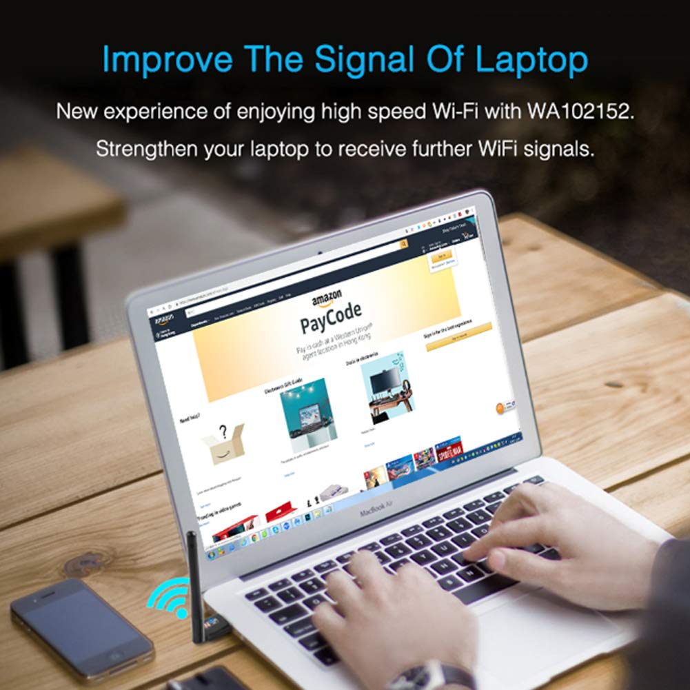 Mini USB WiFi Adapter 150Mbps 2dB Antenna PC USB Wi-fi Receiver Wireless Network Card 802.11b/n/g High Speed USB wi fi Ethernet (150Mbps)