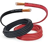 TEMCo 1 Gauge AWG 5 Ft Black + 5 Ft Red Flexible Pure Copper Made in USA Welding Cable Battery Wire - Heavy Duty Solar, Inverter, Car, RV, Truck