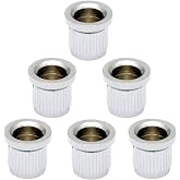 Metallor Guitar String Mounting Ferrules Through Body Mounts String Caps | for Tele Telecaster Style Electric Guitar, Guitar Parts Replacement, Set of 6Pcs, Chrome