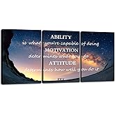 Motivational Quotes Canvas Wall Art Inspirational Ability Motivation Attitude Saying Words Posters Prints Entrepreneur Quote Home Office Bedroom Decor 3 Panels Ready to Hang - 36