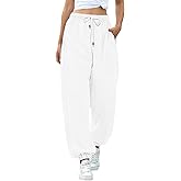Womens Cinch Bottom Sweatpants Pockets High Waist Sporty Gym Athletic Fit Jogger Pants Lounge Trousers