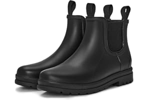 planone Orthopedic Wide Width Short Rain Boots for Women, Fashion Waterproof Chelsea Boots Outdoor Garden Ankle Muck Boots, Non Slip Work Rubber Shoes with Comfort Insole