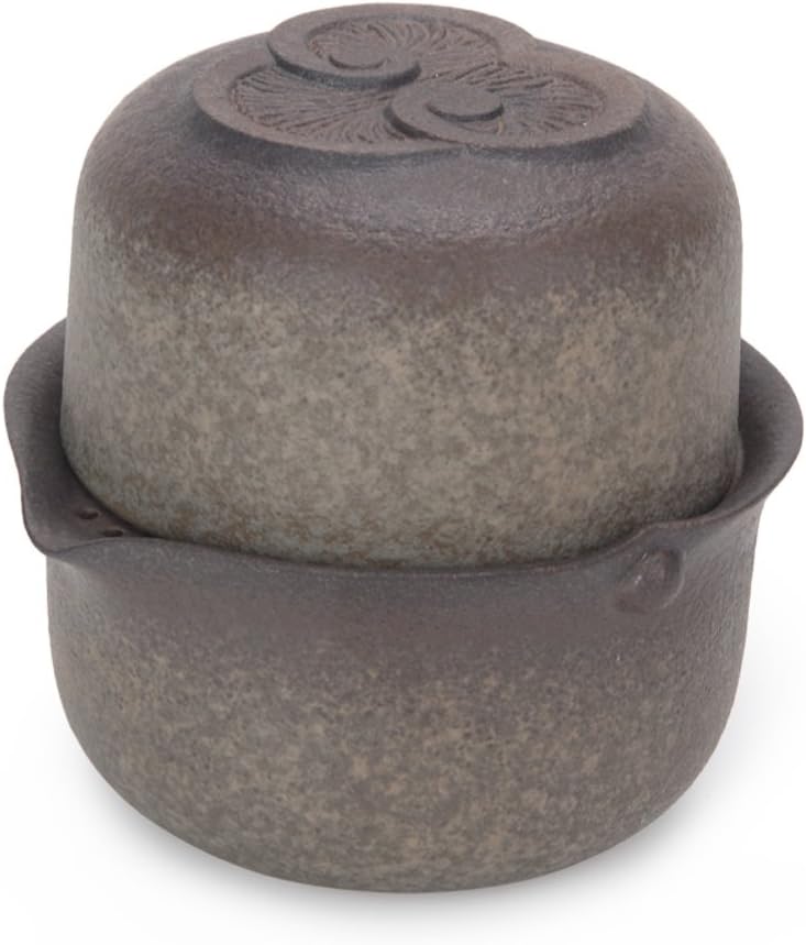 Edenus Ceramic Lucky Clouds Portable Travel Tea Set, One Person Use, Reef Glaze