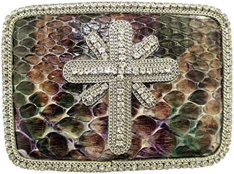 Python Buckle, Betty Audish Genuine Python, Woman's Belt Buckle, Crystal Cross