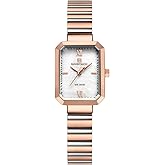 NAVIFORCE Woman Simple Retro Style Bracelet Stainless Steel Watches, Vintage Rectangular Case Watch for Women with Adjustment Tool