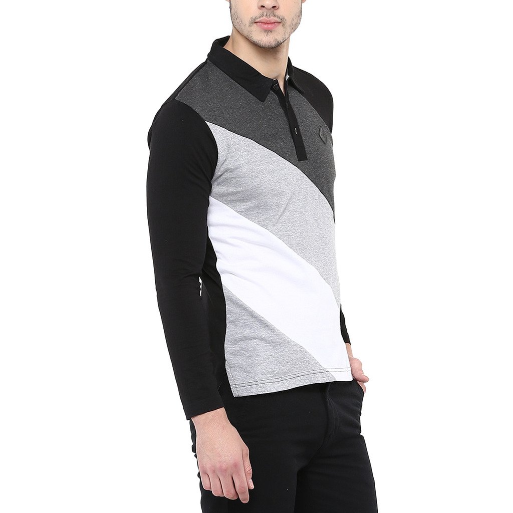 elaborado men's polo neck tshirt - black