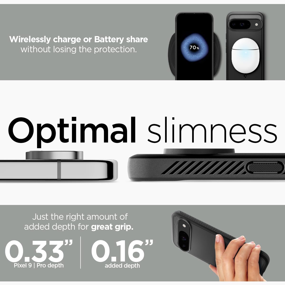 Spigen Rugged Armor Designed for Pixel 9 Case/Pixel 9 Pro Case (2024) [Hard Shell] [Military-Grade Protection] - Matte Black