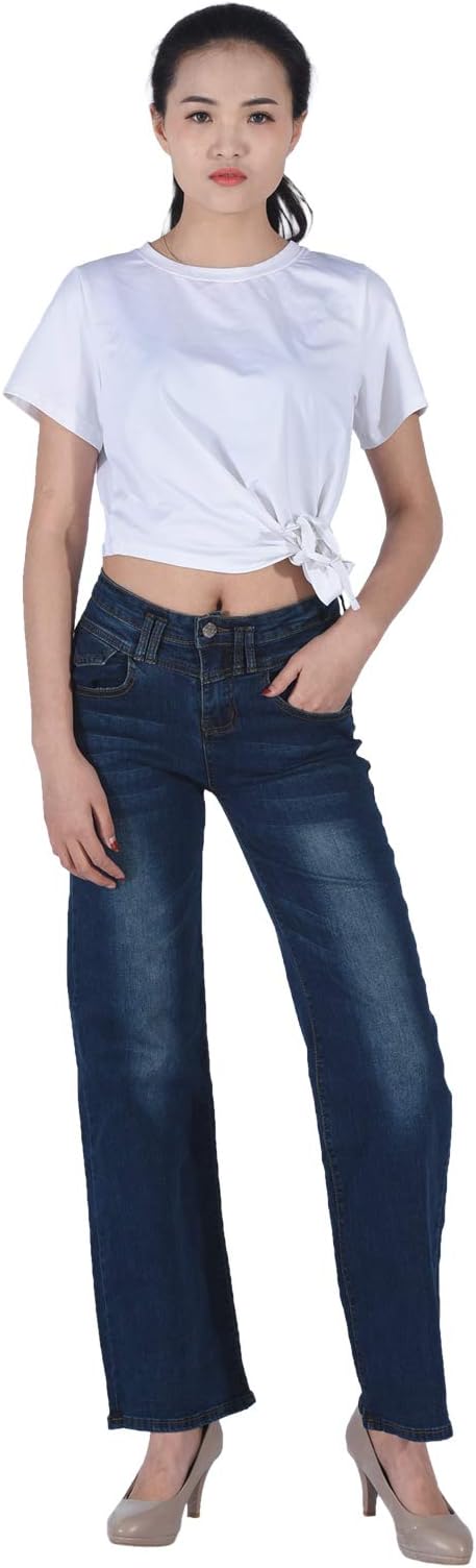 PHOENISING Women's Fashion Wide Leg Jeans Sexy Stretch Fabric Trousers, Size 6-20
