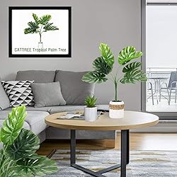 CATTREE Fake Plants, 28" Tall Faux Tropical Palm