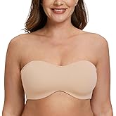 MELENECA Women's Strapless Bra for Large Bust Minimizer Unlined Bandeau with Underwire