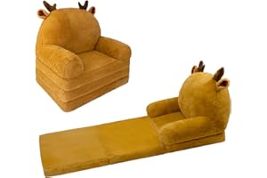 QIUODO Toddler Chair Plush with Removable Cover, Kids Sofa Bed to Lounger, Comfy Kids Couch for Kids Age 18 Months and Up(Deer)