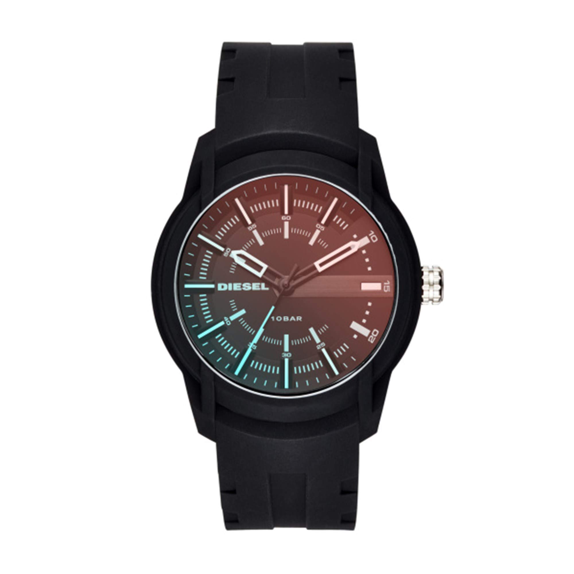 Diesel Watch for Men Armbar Silicone, Two Hand Date Movement, 45 mm Black Polycarbonate Case with a Silicone Strap, DZ1819