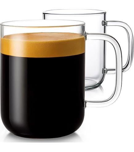 Amazon.com: ZMZKKLL Large Glass Coffee Mugs, 20 oz Glass Coffee Cups Set of  2, Clear Borosilicate Glass Mugs with Handles for Cappuccino, Tea, Latte,  Hot/Cold Beverages, Wine, Americano : Home & Kitchen
