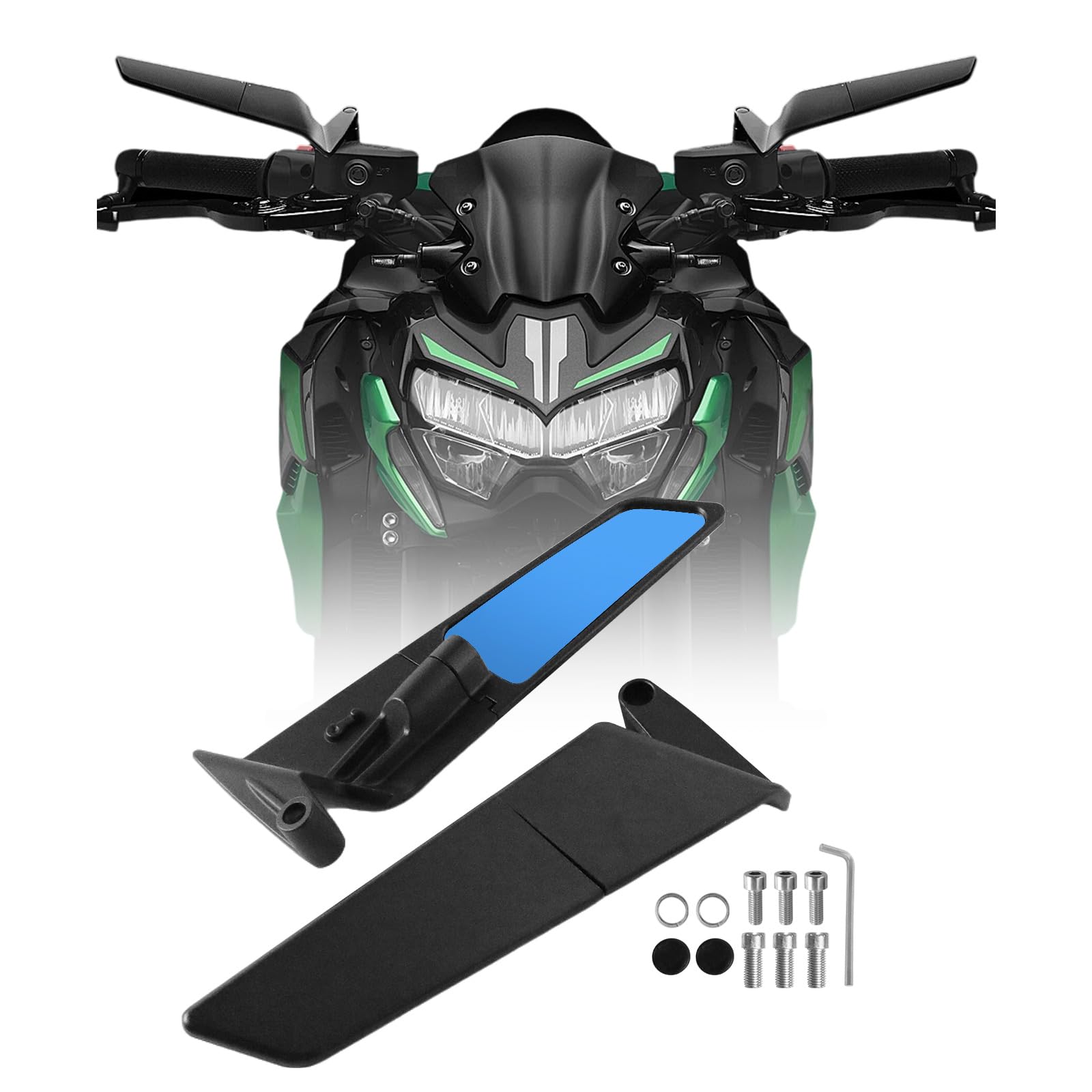 Photo 1 of PACEWALKER Motorcycle Mirrors Universal Anti-glare Rotatable Stealth Wind Wing Side View Mirrors for Kawasaki Z400 Z650 Z900 Z1000 Duke 125 200 250 390 690 790 1290 Yamaha MT, HONDA, SUZUKI(8mm 10mm)
