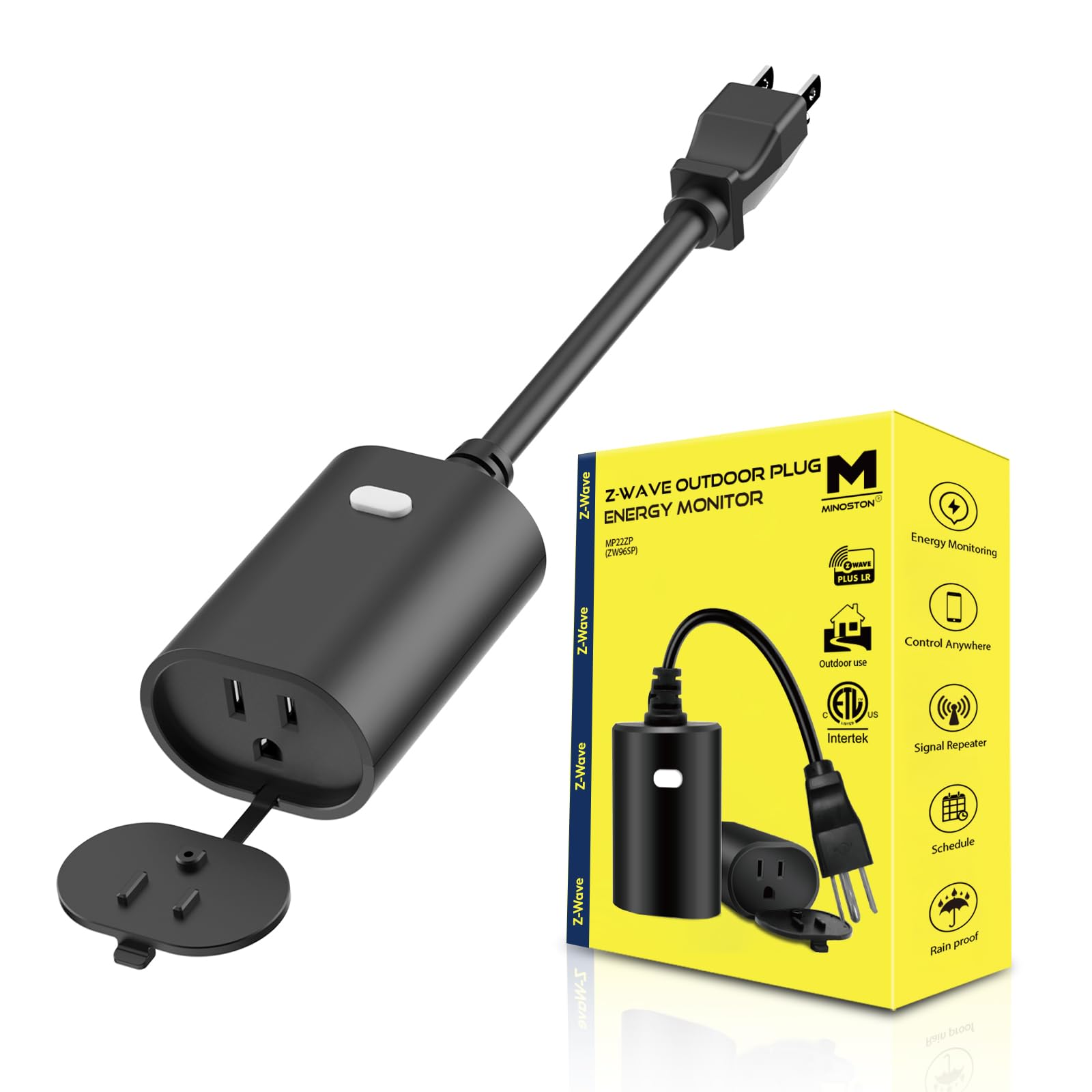 Photo 1 of Minoston Zwave Smart Plug, Z-Wave Outdoor Plug with Energy Monitoring, Zwave Outlet Built-in Repeater Range Extender, Z-Wave Hub Required, Compatible with Alexa and Google Assistant (MP22ZP)