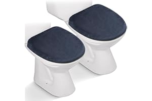 AZHCHKE 2pcs Toilet Lid Cover, Stretch Velvet Toilet Seat Cover for Bathroom, Ultra Soft Toilet Cover Luxury Velvet Machine Wash, Fits Most Round, Elongated and Oblong Lids, Bathroom Decor, Navy