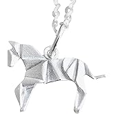 Origami Horse Necklace in Sterling Silver with 18" Sterling Silver Chain
