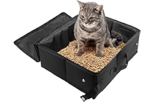 SDYQD Portable Cat Travel Litter Box with Zipped Lid, Foldable Travel Litter Box, No Leakage, No Smell, Waterproof, Easy to Carry, Easy to Use in Hotels, Car