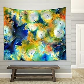 Seamless Pattern with Watercolor Hand Drawn Dandelions - Fabric Wall Tapestry Home Decor - 51x60 inches
