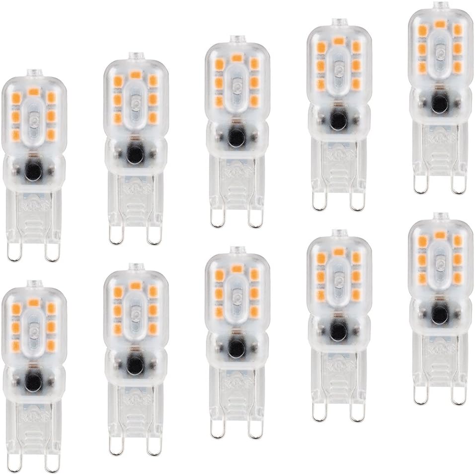 10pcs Dimmable 5W G9 LED Bulbs 220V 360° Beam Angle Led Light Bulb Warm White 3000K, Replacement 40W Halogen Bulbs
