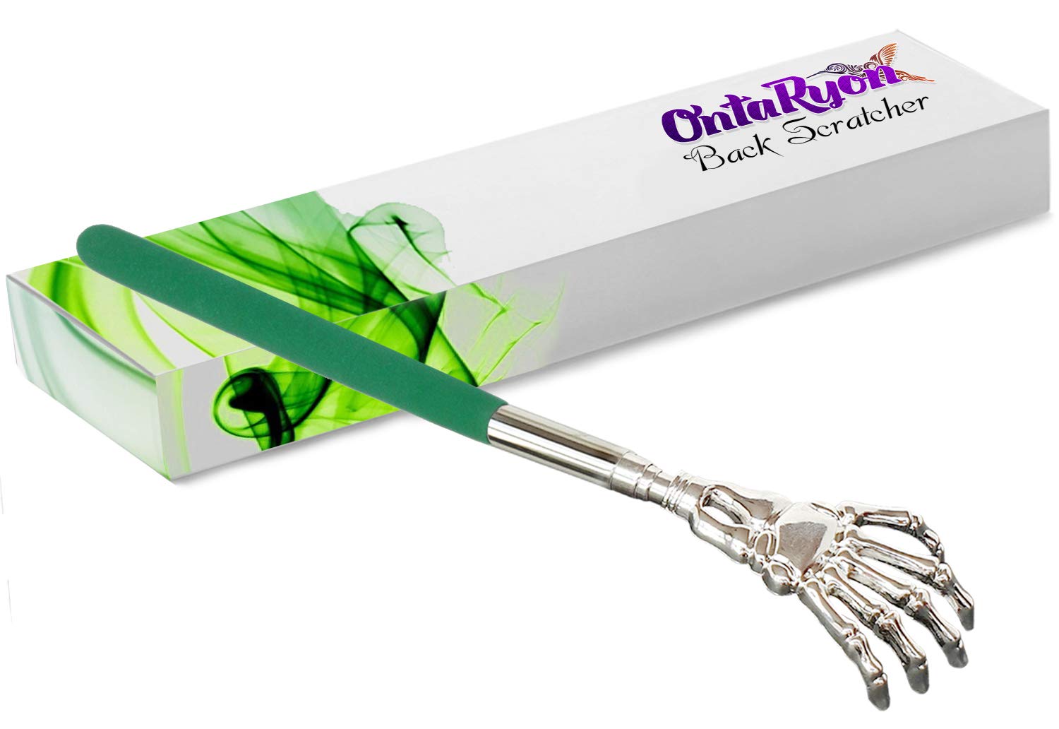 OntaRyon Telescopic Back Scratcher | Novelty Gifts for Men & Women | Small Stocking Fillers for Adults | Unusual & Funny Present (Green)