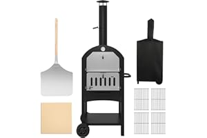 Xilingol Pizza Oven Outdoor, Wood Fired Pizza Oven for Outside, Woodfire Pizza Maker with Pizza Stone, Pizza Peel and Waterproof Cover for Backyard, Patio, Camping and Parties