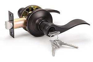 KNOBWELL 1 Pack Keyed Entry Front Door Handle Entrance Handlesets Exterior Lockset with Key, Left/Right Handed Doorknob Oil Rubbed Bronze