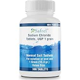 Safrel Sodium Chloride Tablets 1 gm, USP | Normal Salt Tablets | (15.4gr.) | Electrolytes Replenisher Hydration Drink (300 Count (Pack of 1))