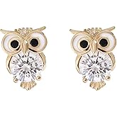 coadipress Owl Tiny Stud Earrings for Women Cute Dainty Owl Crystal Cartilage Studs Earrings Creative Animal Earrings Birthday Party Statement Jewelry Gifts