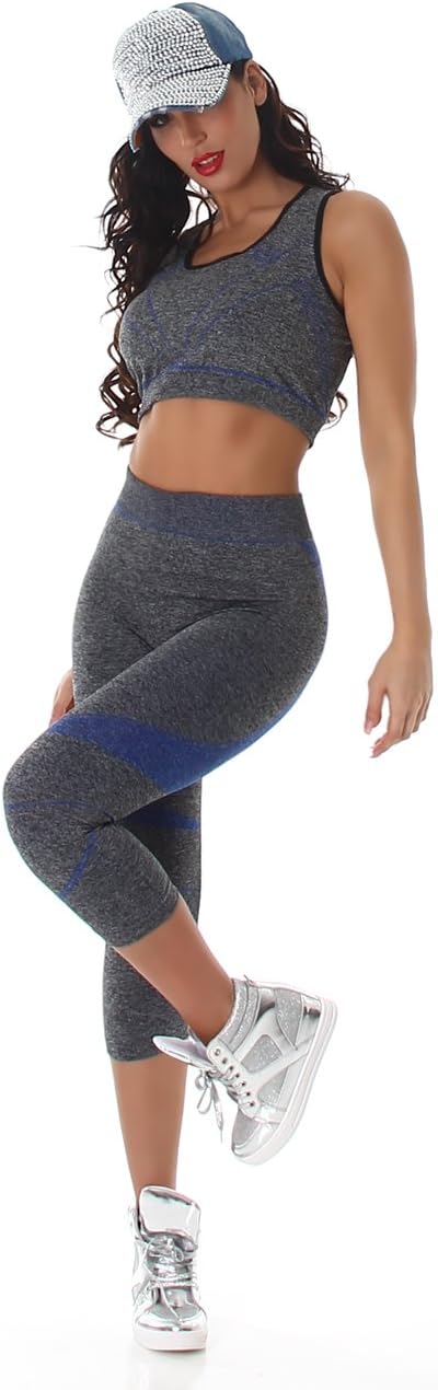 Jela London Women's Sport Fitness Two-piece Sports Suit Leggings and Top Assorted Colours One Size (32 – 36) | Yoga Workout | Pilates Fitness | Gym