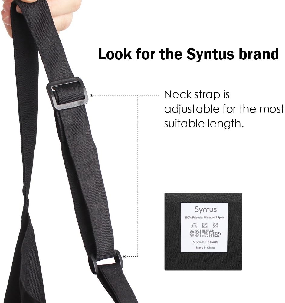 Syntus 2 Pack Adjustable Bib Apron Waterdrop Resistant with 2 Pockets Cooking Kitchen Aprons for Women Men Chef, Black: Home & Kitchen
