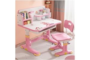 Kids Desk and Chair Set, Height Adjustable Height Children's Study Table School Study Desk Set, Ergonomic Desk Chair Student 