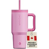 GROSCHE ASPEN 32 oz Tumbler with Handle and Straw. Extreme Insulation, Classy Design, Built to Last Insulated Stainless Steel Tumbler with Handle, Lid and Straw - Hot Pink