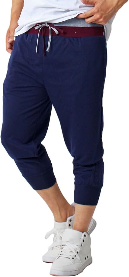 Amazon トップイズム Topism スウェットパンツ メンズ ジョガーパンツ 無地 7分丈 クロップド L 4 ネイビー 裾リブ ミディアムパンツ 通販
