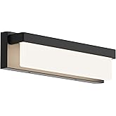 LIGHTINN LED Bathroom Vanity Light Fixture Over Mirror 16.5 inch Modern Rectangle Black Matte Metal Lighting Bar 4000K Daylig