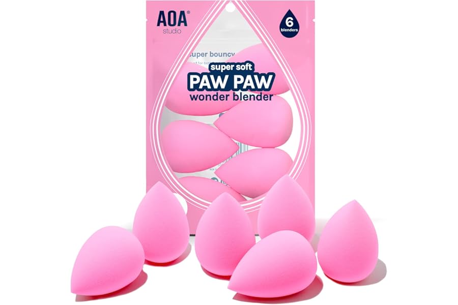 AOA Studio Collection makeup Sponge Set Latex Free and High-definition Set of 6 makeup Wonder blender For Powder Cream and Liquid, Super Soft Wonder Beauty Cosmetic