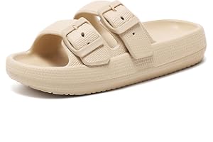 GETOEU Cloud Slides for Women and Men Adjustable Double Buckle Pillow Slides Slip Resistant Shower Shoes Recovery Slide Sanda