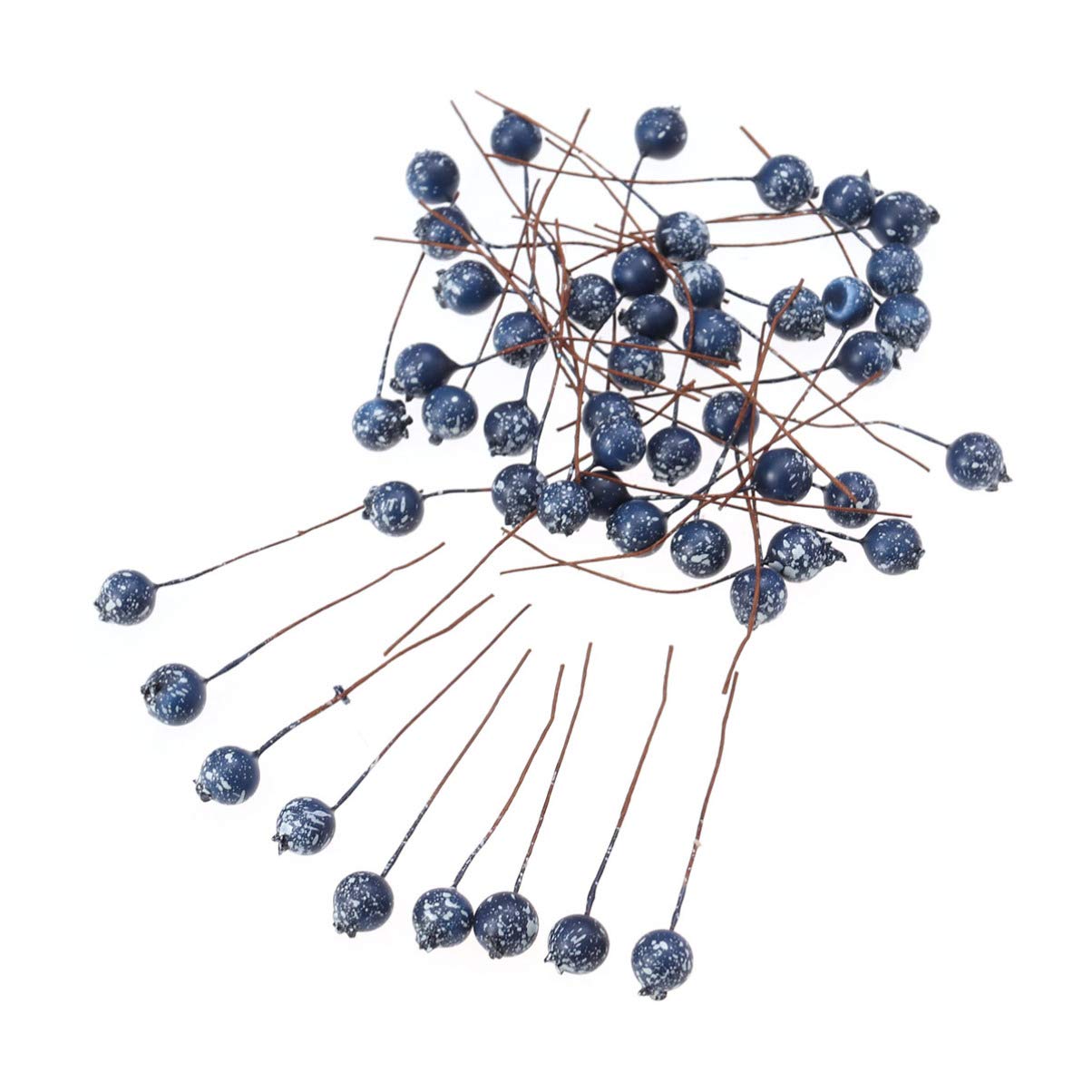 MILISTEN 50pcs Artificial Christmas Picks Blue Berry Picks Stems Faux Red Holly Decor for Flower Arrangements Wreaths Wedding 12mm