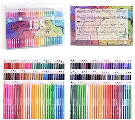A set of 168 colored pencils in various colors.