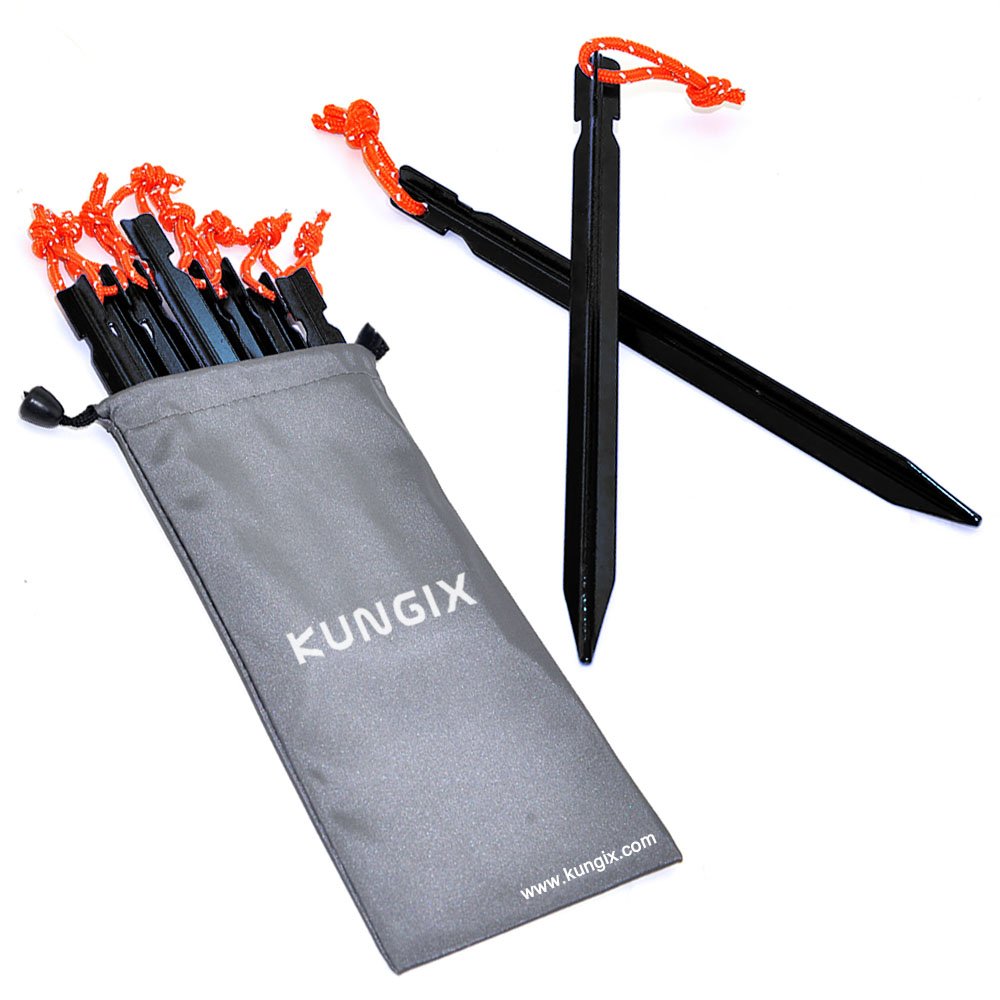 KUNGIX Tent Stakes, 7" Aluminium Tent Stakes Lightweight with