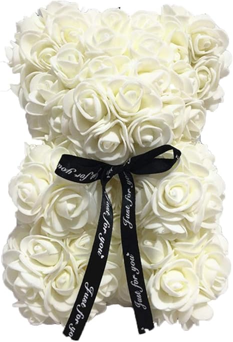 Amazon 熊は 熊の人工ローズ小熊 シミュレーションの花テディベアローズ永遠の花のディスプレイ記念日クリスマスバレンタインギフトを永遠バラ J 25cm 15cm 造花 オンライン通販