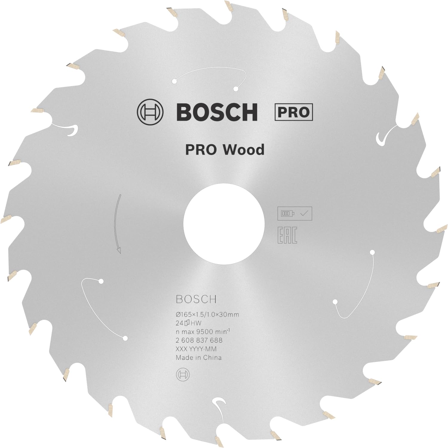 Bosch 1x PRO Wood Circular Saw Blade for Cordless Hand-Held Circular Saws (for Softwood, Hardwood, Ø mm, Professional Accessory Hand-Held Circular Saw)