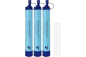 NATURENOVA Personal Water Filter Straw Outdoor Portable Filtration Emergency Survival Gear Water Solutions Tactical Gear for Hiking Camping Accessories Travel Hunting Fishing Outing Backpacking