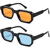 VANLINKER Retro Small Chunky Rectangle Sunglasses for Men Women Vintage Trendy Square Thick Sun Glasses VL9823